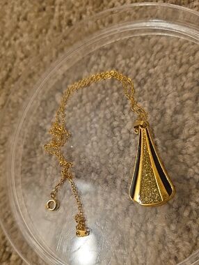 Gold Tone Glitter Accent Pendant Necklace - Women Jewelry